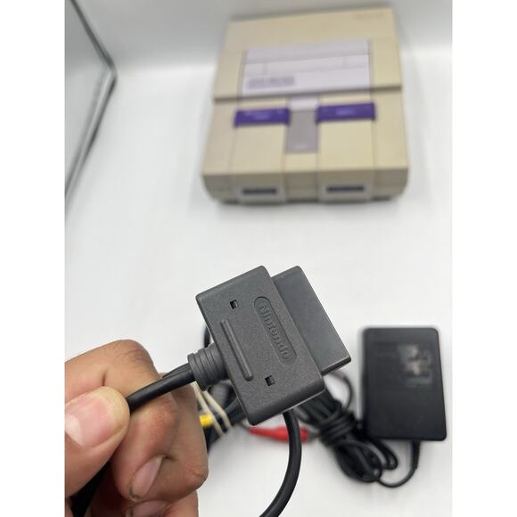 Super Nintendo SNES Console w/ 1 OEM Controller + All OEM Cords - TESTED